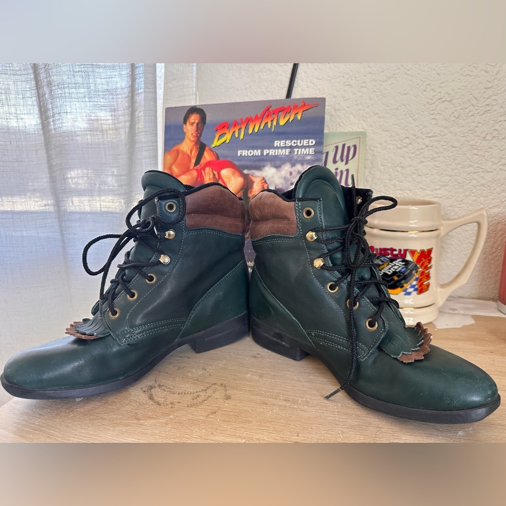 Dark Green 7 Performair Boots VTG - Picture 2 of 7